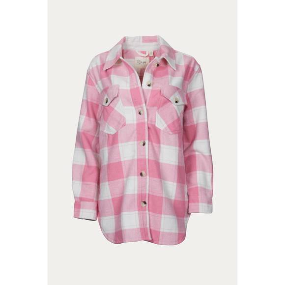 NEW RD STYLE oversized checked shirt jacket in barbie pink - Picture 1 of 1